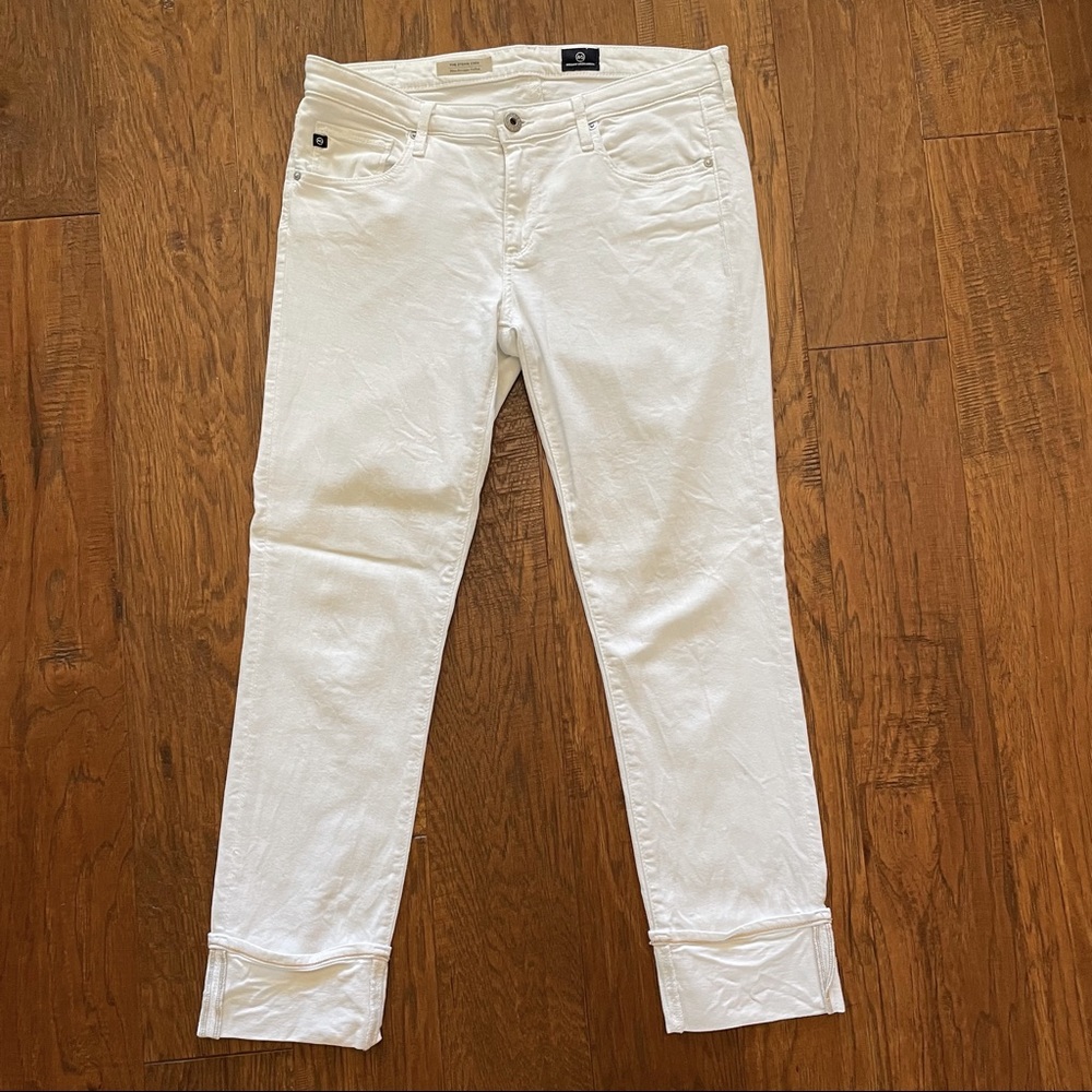AG White Cuffed Straight Jeans Size 29